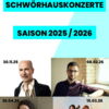 Zu sehen ist das Plakat mit vier Bildern der Musiker, wie Markus Ehrlich mit seinem Saxophon.