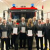 Zu sehen sind die geehrten bei der Abteilungshauptversammlung der Großdeinbacher Feuerwehr