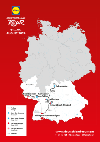 Bild der Gesamtstrecke der Lidl Deutschland Tour 2024