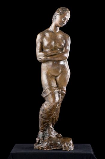 Wilhelm Lehmbruck (1881-1919), Die kleine Sinnende, 1910/11, Bronze, 51,5 × 14 × 14 cm. © Angermuseum Erfurt, Foto: Dirk Urban.