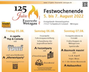 Festwochenende der Feuerwehr Wetzgau zum 125-jährigen Jubiläum
