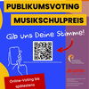 Zu sehen ist das Plakat mit dem QR Code zur Stimmabgabe.