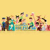 Zu sehen ist eine Illustration von Romanfiguren und Kinderhelden gepaart mit dem Logo des Aktionstages