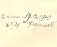 Zu sehen ist die Sterbeurkunde von Otto Gatter (1902-1940)