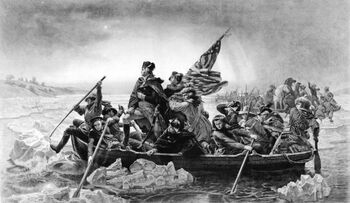 Washington Crossing the Delaware, 1853, Stahlstich von Paul Girardet (1821-1893) nach dem Gemälde von E. G. Leutze 1851, 56, 5 x 98 cm, Sammlungen Museum im Prediger.