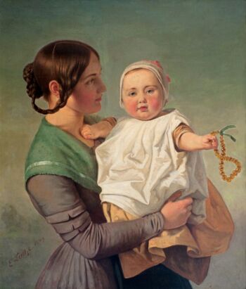 Emanuel Leutze (1816-1868), Die Bernsteinkette, 1847, Öl auf Leinwand, 91 x 77 cm, bez. u. l.: E Leutze 1847. © Museum im Prediger Schwäbisch Gmünd.