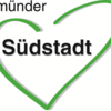 Das Logo der Südstadt. Ein grünes Herz in dem Südstadt steht.