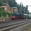 Zu sehen ist die Eisenbahn-Belvedere in Schwäbisch Gmünd mit einer Dampflok