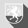 Zu sehen ist das Wappen der Südstadt. Auf dem das Einhorn abgebildet ist, im Hintergrund ist die untere hälfte grau und die obere hälfte hell.